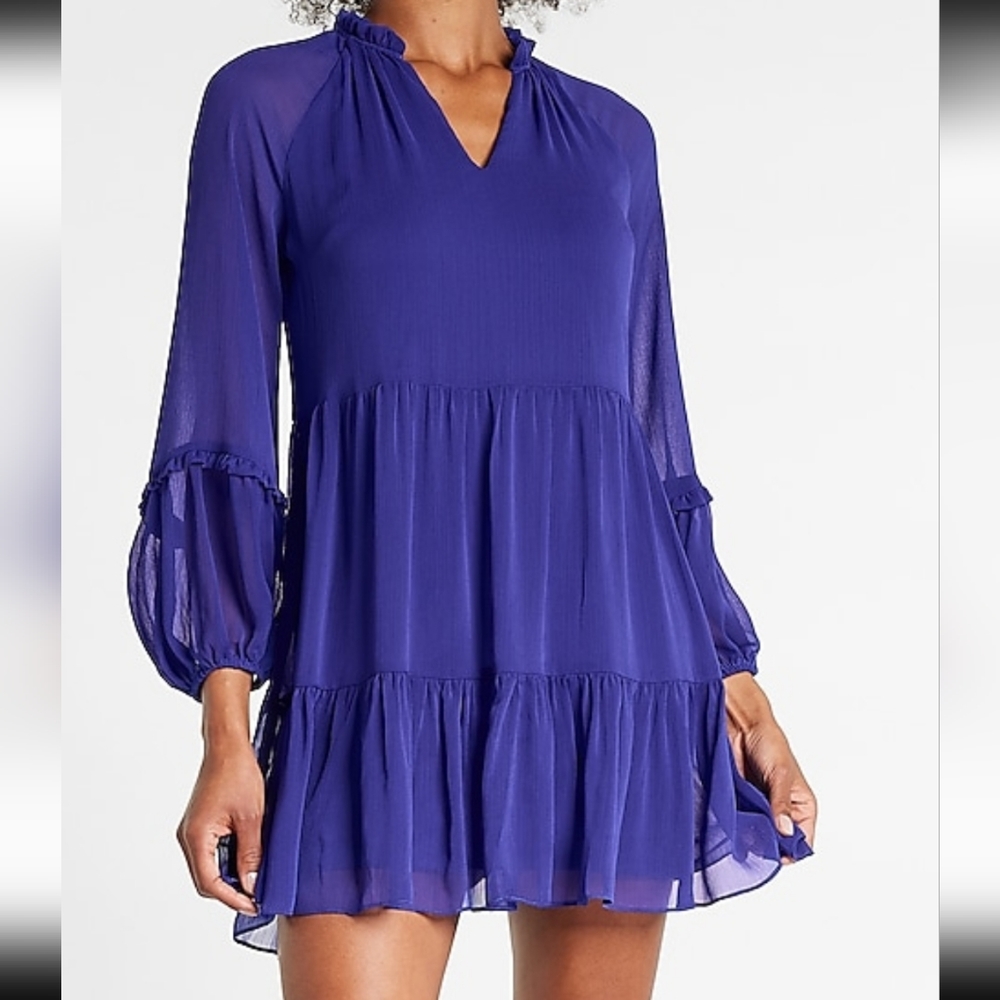 NWT Solid Tiered Trapeze Dress